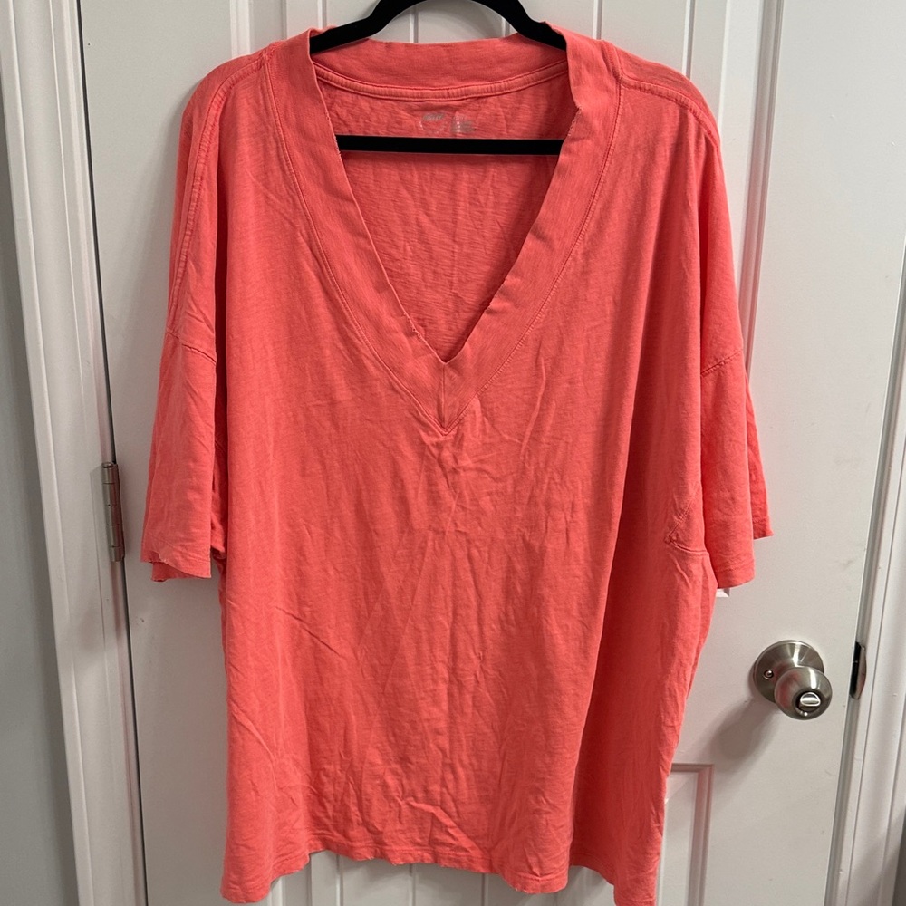 Aerie Coral V-Neck Tunic Top
